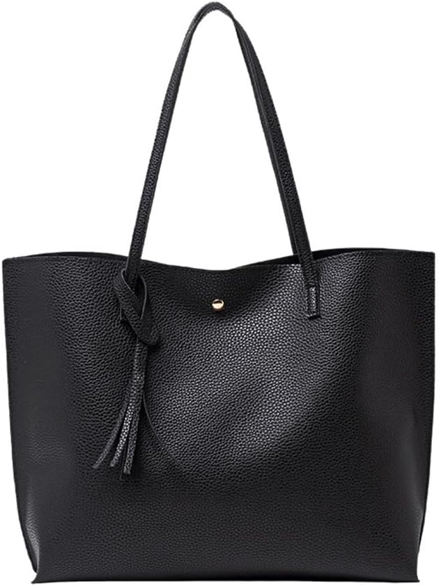 Ladies Handbag, Black Tote Bag for Ladies, Handbags for Women Soft Leather Large Capacity Waterproof Modern Handbag for Work School Shopping Leisure