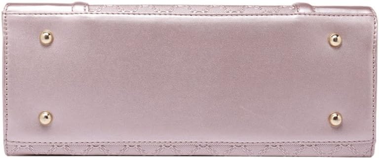 Women PU Leather Handbag Top Handle bag Messenger Bag Shoulder Bag Tote Bag Card Purse in Gold (4 Pcs Set)