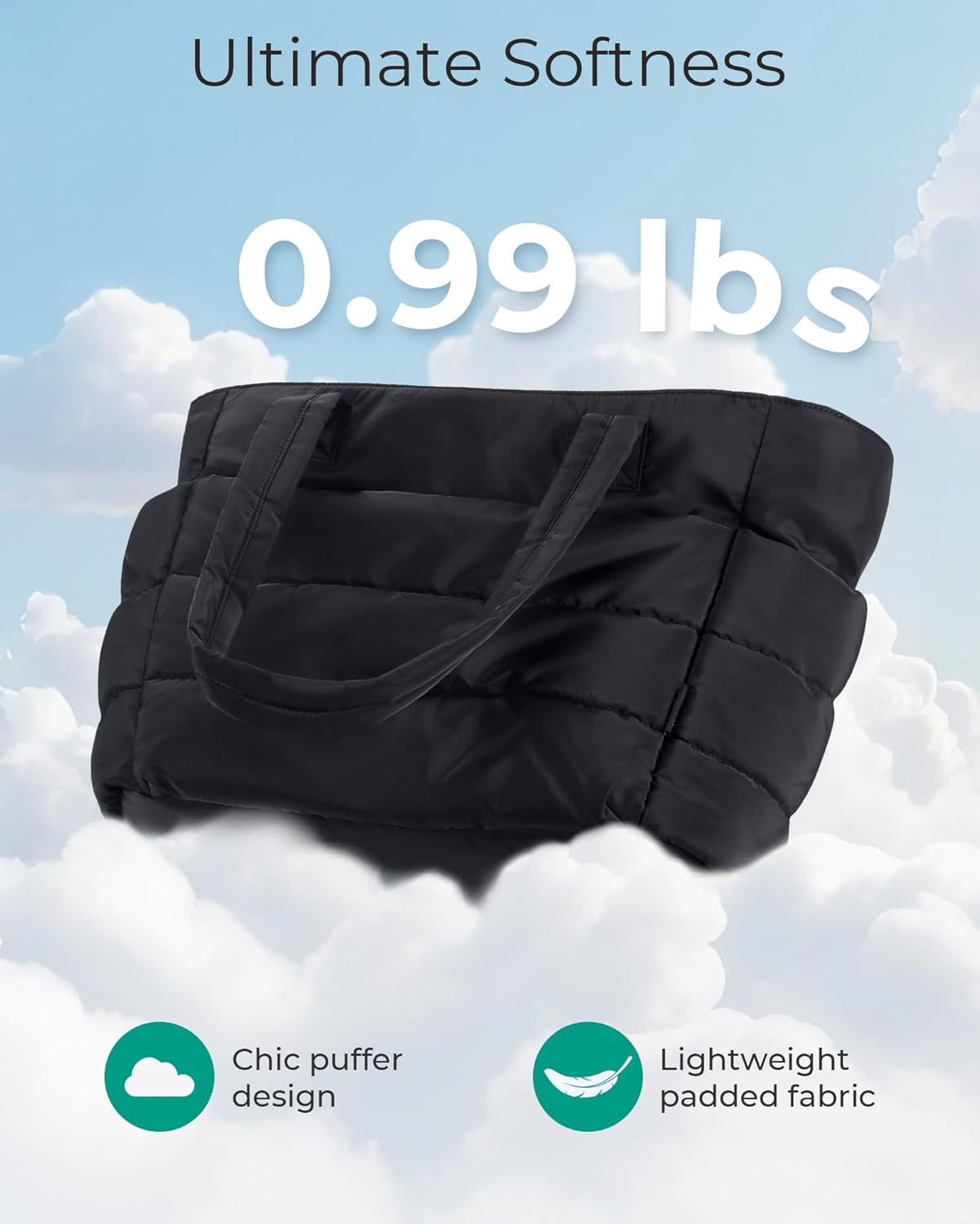 bagsmart Women's Tote Bag, Lightweight Fluffy Handbag with Compartments, Shoulder Bag for Travel, Beach, Gym, Work, School