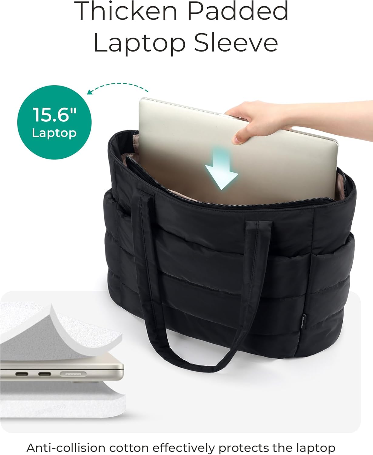 bagsmart Women's Tote Bag, Lightweight Fluffy Handbag with Compartments, Shoulder Bag for Travel, Beach, Gym, Work, School