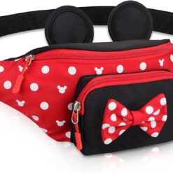 Disney Minnie Mouse Fanny Pack for Women, Travel Waist Bag with Mouse Ears, Teen Girls Belt Pack, Outdoor Hiking Bum Bag