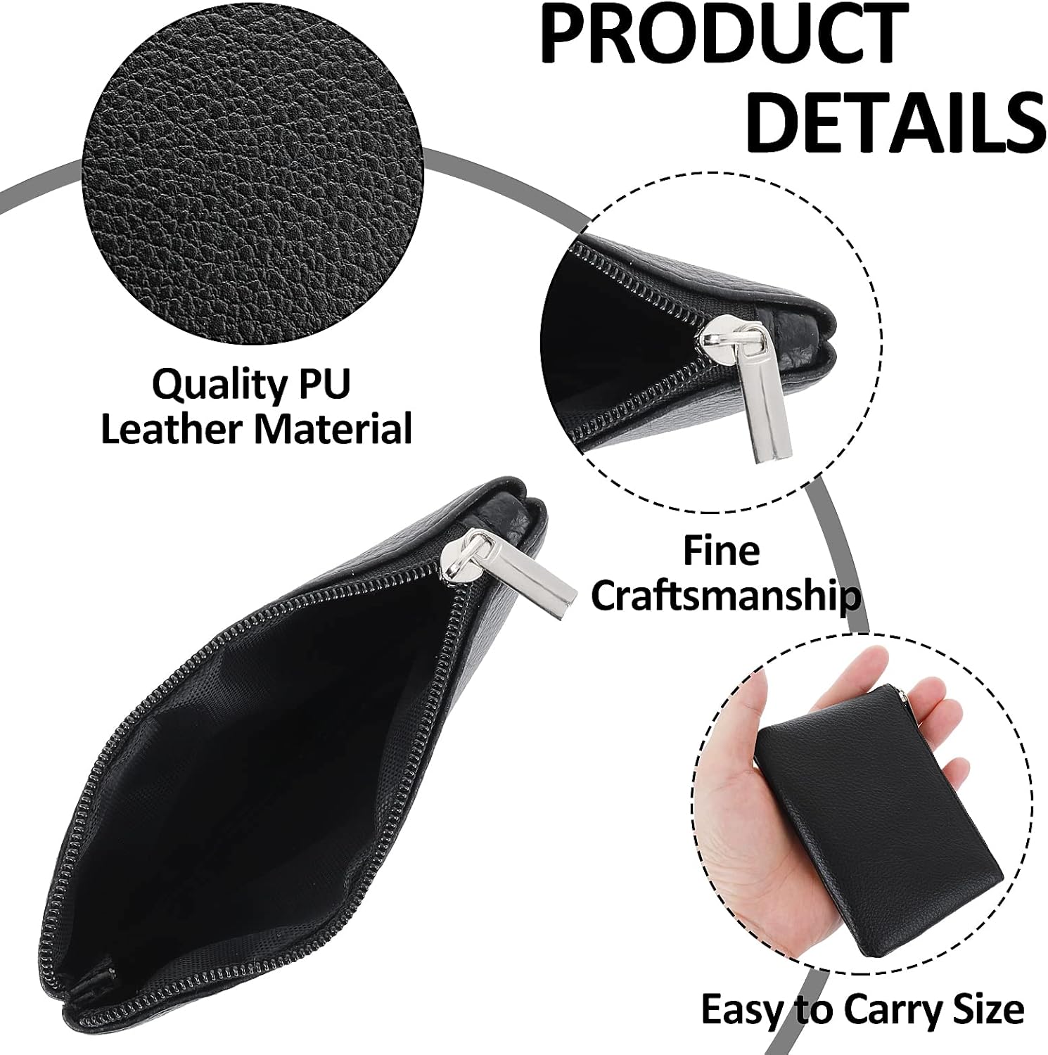 TIESOME Coin Purse, PU Lychee Pattern Zipper Coin Purse Portable Coin Purse Mini Change Wallet for Women Coin Pocket Mini Money for Women Credit Card ID Key Headset Lipstick