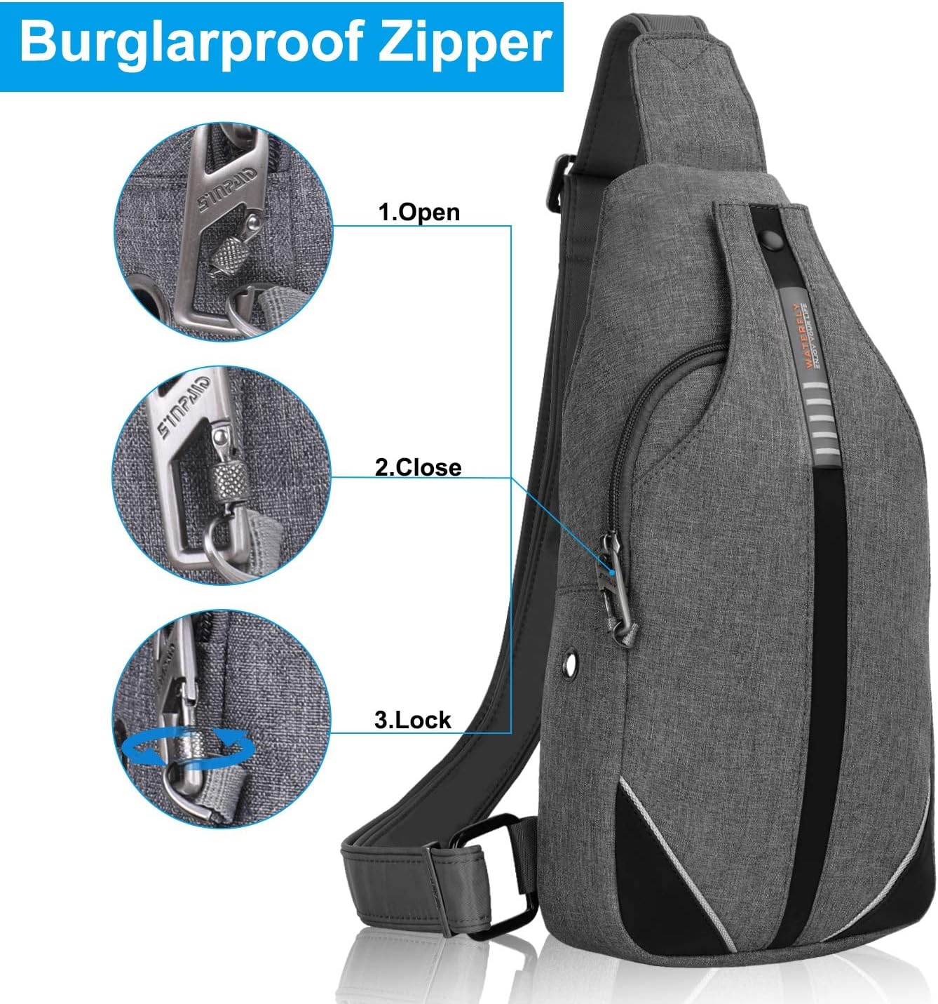 Waterfly Anti-Theft Backpack Crossbody Sling Bag Small Multipurpose Daypack for Men Women
