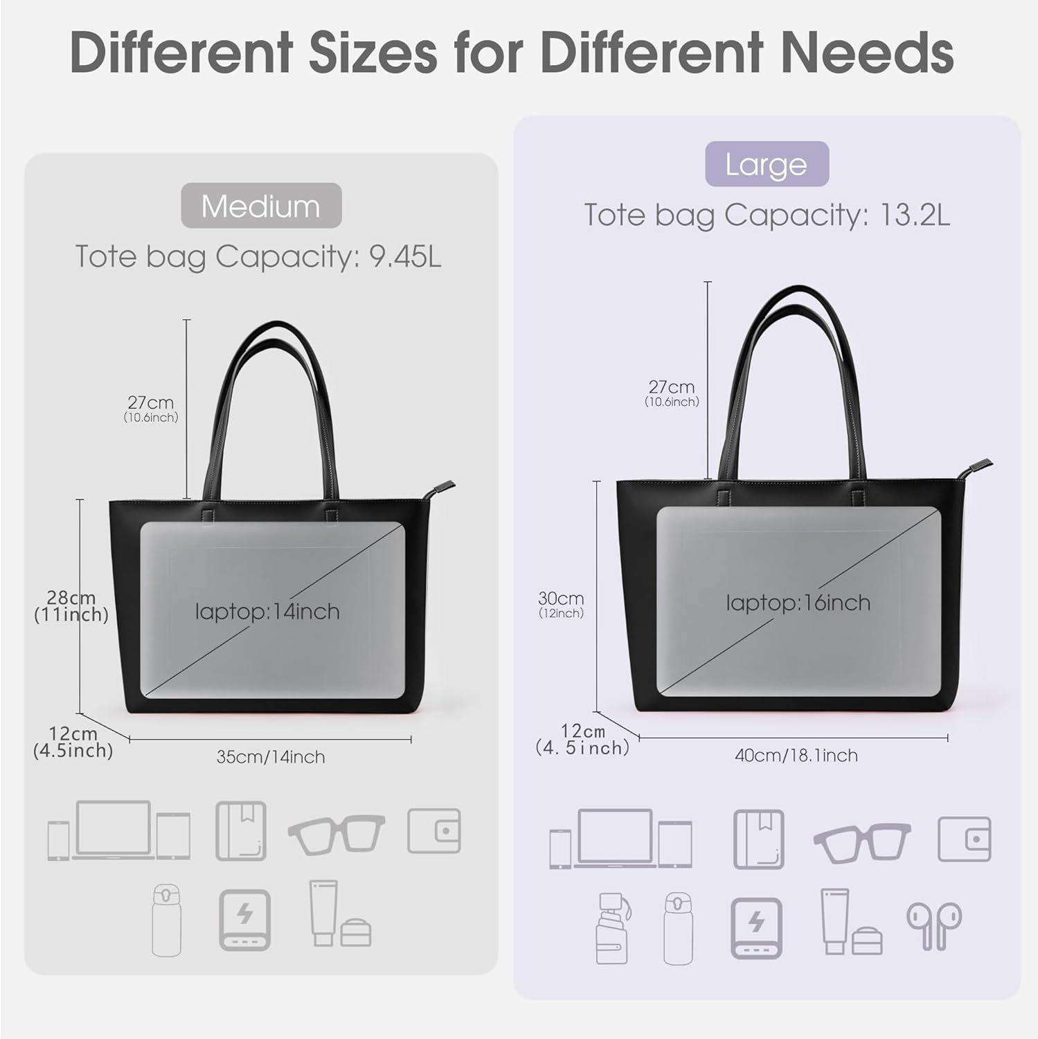 KALIDI Women'S Large Leather Tote Bags For Work School, Featuring Metal Zip Fasteners And Pockets