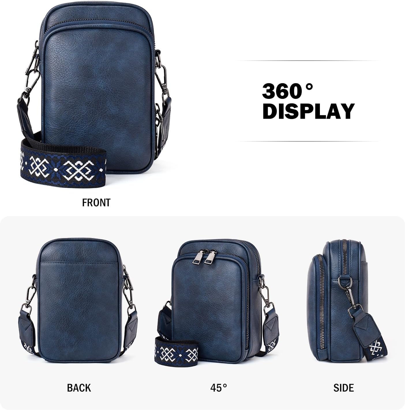 MUIIKOLA Small Crossbody Phone Bag,Women's RFID Blocking Large Capacity Phonebag, PU Leather Card Holder Purse and Handbags,Adjustable, Removable Shoulder Wide Strap