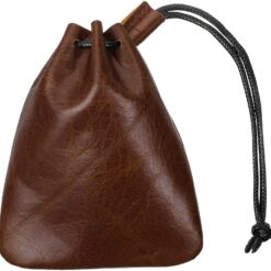 Leather Drawstring Pouch, Cowhide Storage Bag Small Waterproof Leather Pouch Vintage Jewelry Coin Purse, Wallet Gift (Small)