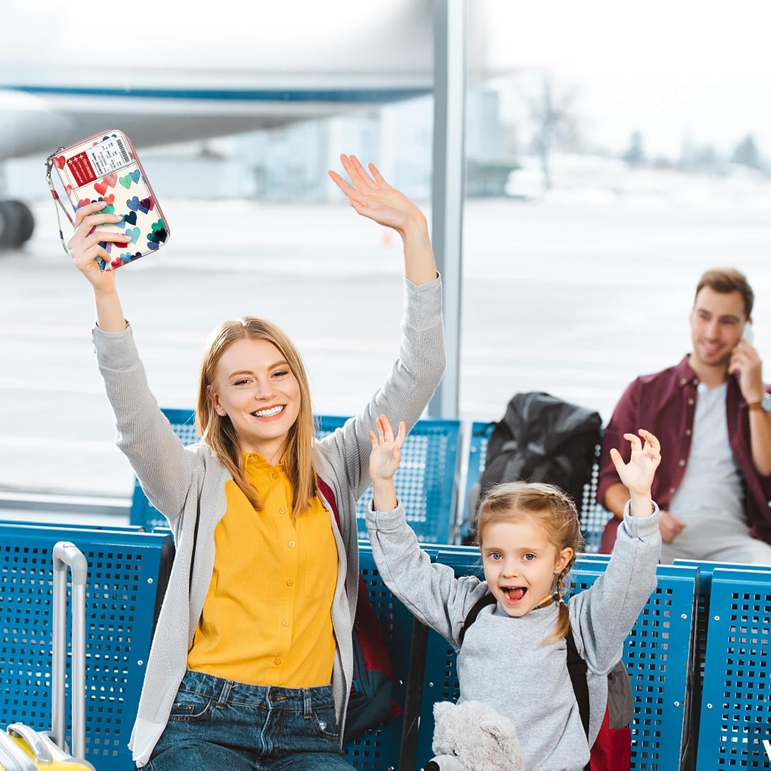 FINTIE Passport Holder Travel Wallet for Family, RFID Blocking Travel Document Organizer Clutch Bag for Passports, Business Cards, Credit Cards, Boarding Passes