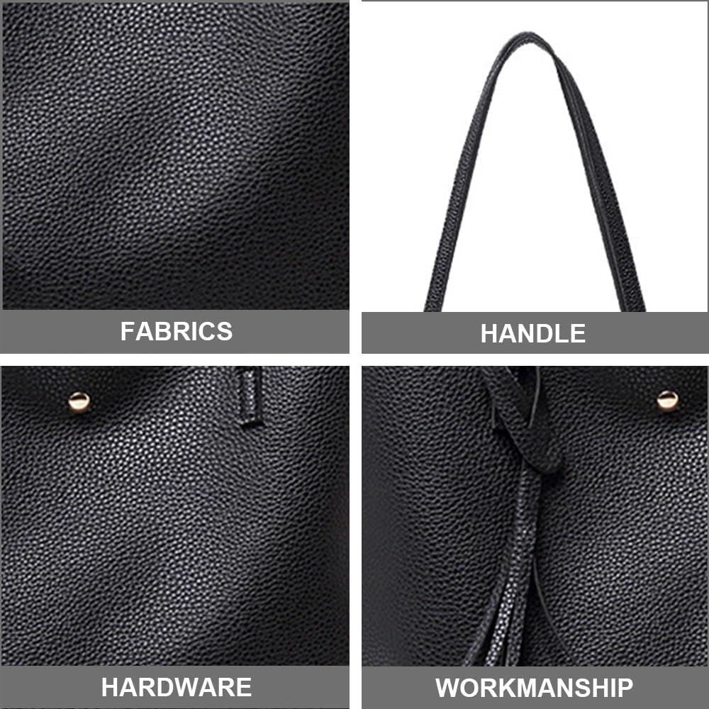 Ladies Handbag, Black Tote Bag for Ladies, Handbags for Women Soft Leather Large Capacity Waterproof Modern Handbag for Work School Shopping Leisure