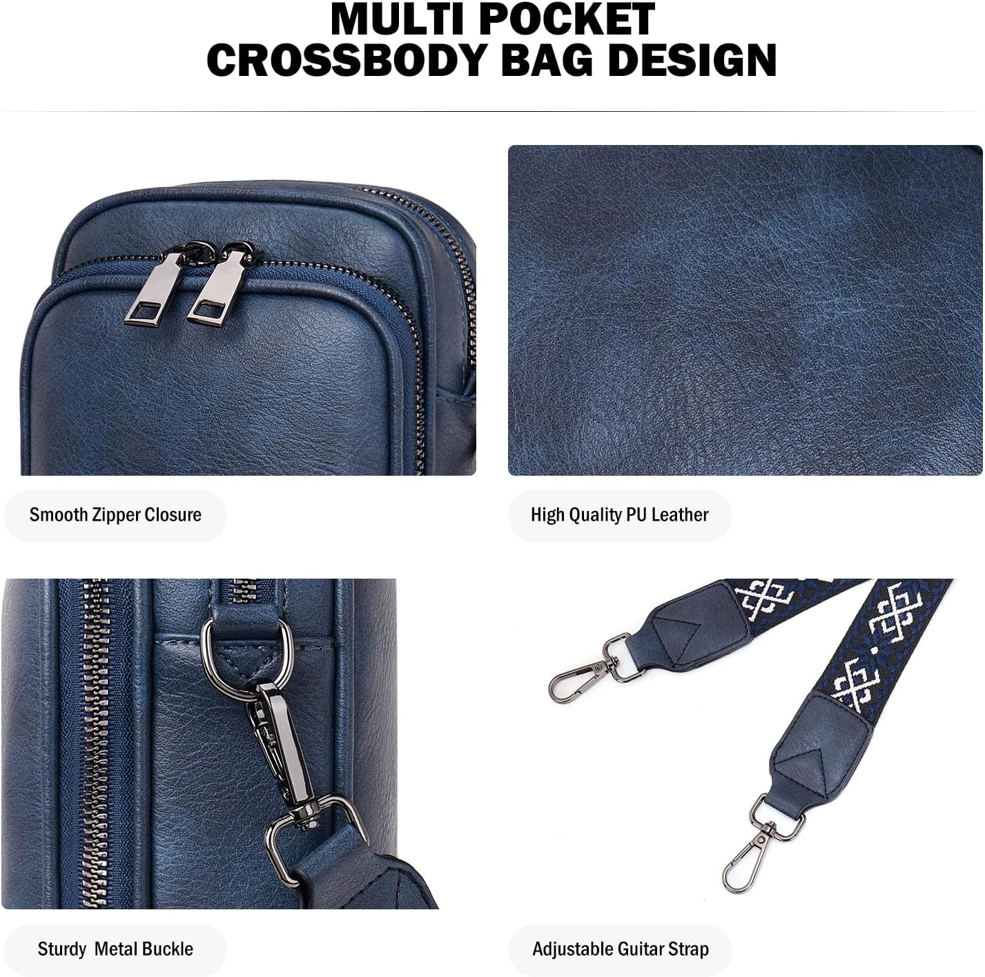 MUIIKOLA Small Crossbody Phone Bag,Women's RFID Blocking Large Capacity Phonebag, PU Leather Card Holder Purse and Handbags,Adjustable, Removable Shoulder Wide Strap