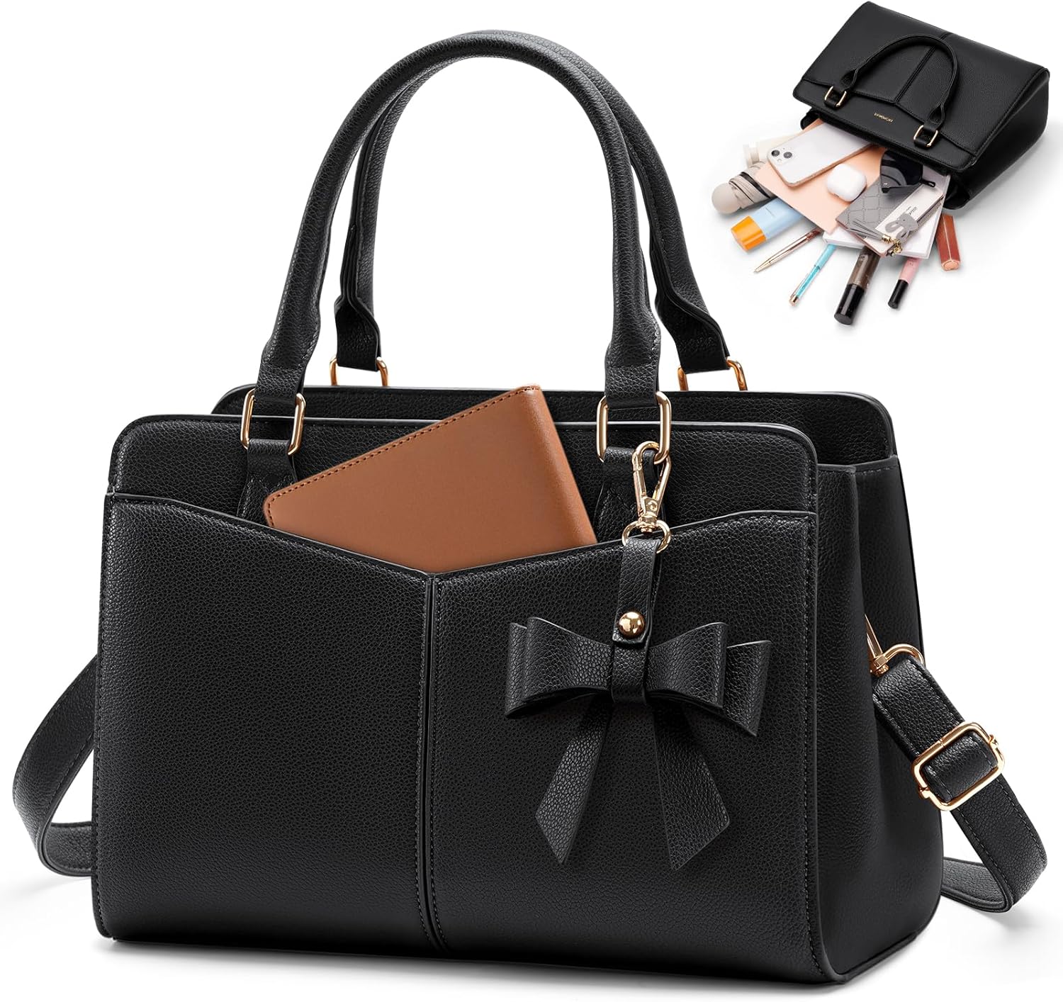 RAINSMORE Handbags for Women PU Leather Designer Handbags for Women Elegant Top Handle Shoulder Bag Tote Bag for Casual Travel