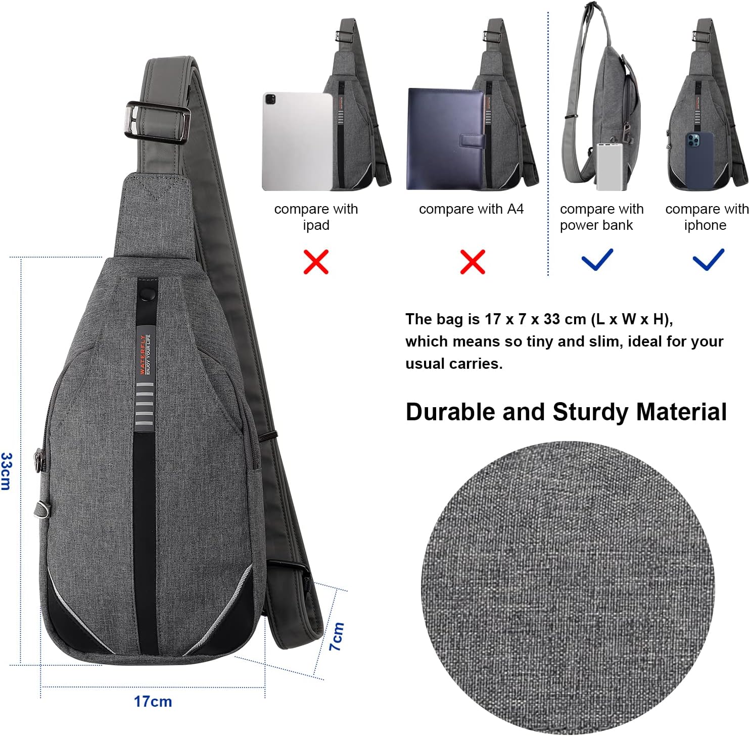 Waterfly Anti-Theft Backpack Crossbody Sling Bag Small Multipurpose Daypack for Men Women