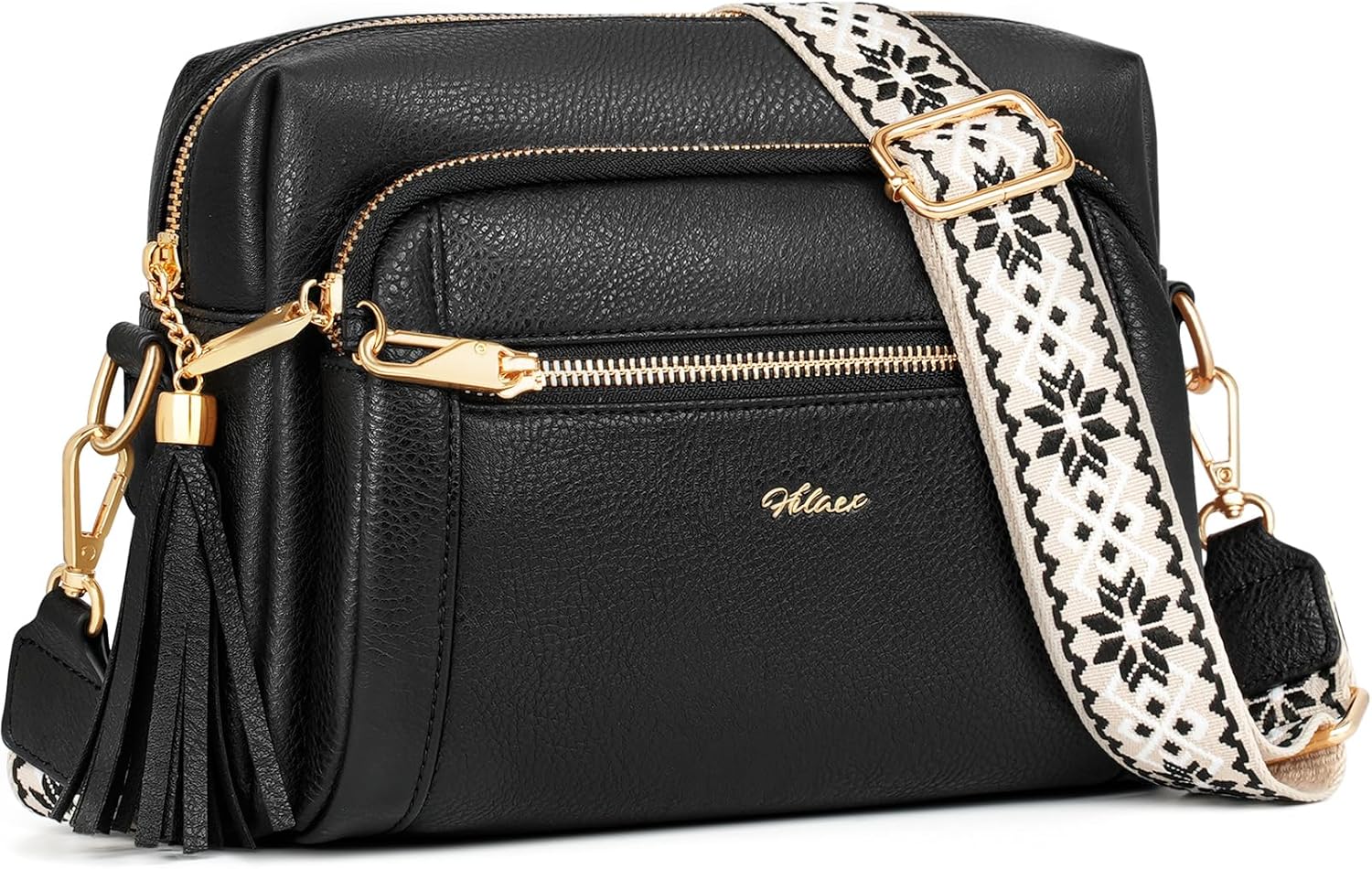 HILAEX Women's Cross Body Bags, Crossbody Bags for Women with Anti-Theft Function 4 Zip Compartments Women Shoulder Handbags with Adjustable Wide Strap